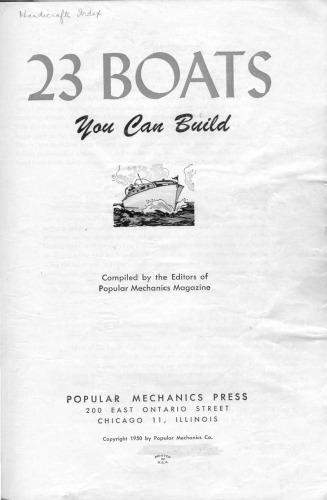 Обложка книги 23 BOATS You Can Build   1950   Popular Mechanics