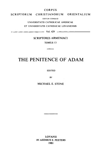 Обложка книги The penitence of Adam (Scriptores Armeniaci)