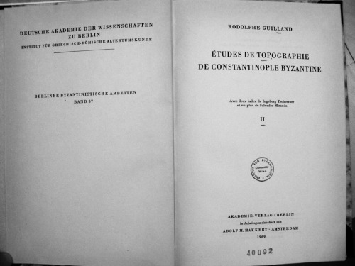 Обложка книги Études de topographie de Constantinople byzantine, Tome II