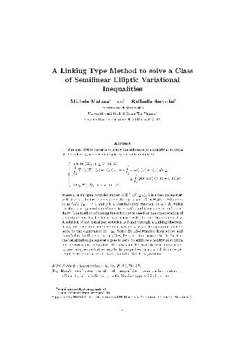 Обложка книги A linking type method to solve a class of semilinear elliptic variational inequalities