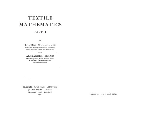 Обложка книги TEXTILE MATHEMATICS - PART I