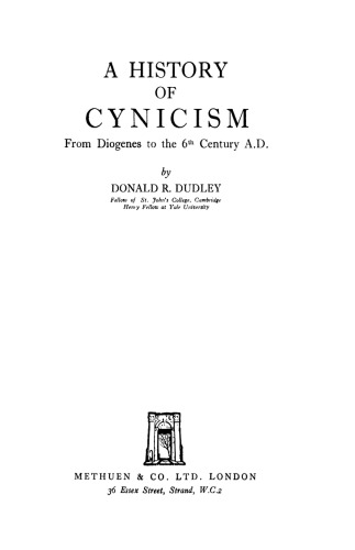 Обложка книги History of Cynicism from Diogenes to the Sixth Century, A. D.