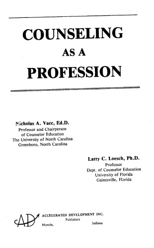 Обложка книги Counseling As a Profession