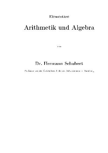 Обложка книги Elementare Arithmetik und Algebra