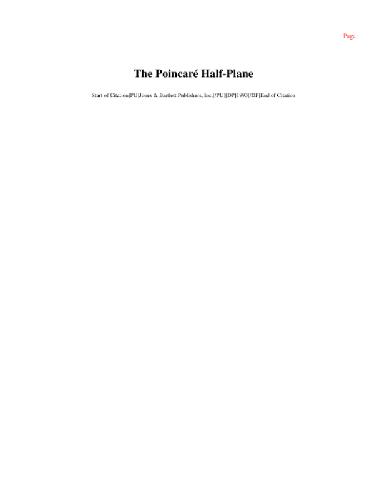 Обложка книги The Poincare Half-Plane: A Gateway to Modern Geometry
