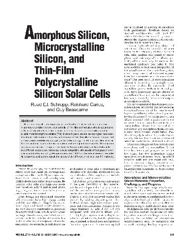 Обложка книги Amorphous Silicon, Microcrystalline Silicon, and Thin-Film Polycrystalline Silicon