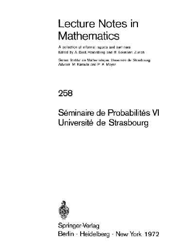 Обложка книги Séminaire de Probabilités VI