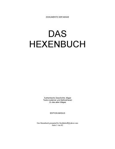 Обложка книги Dokumente der Magie. Das Hexenbuch