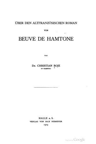 Обложка книги Über den altfranzösischen Roman von Beuve de Hamtone
