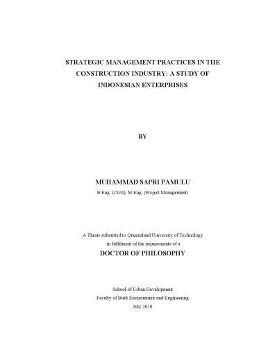 Обложка книги Strategic Management Practices in the Construction Industry