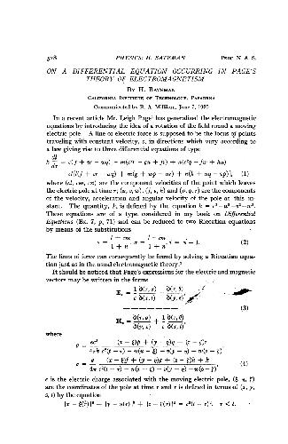 Обложка книги On a Differential Equation Occurring in Pages Theory of Electromagnetism (1920)(en)(2s)