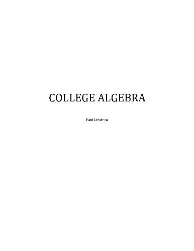 Обложка книги College Algebra (2007)(en)(350s)