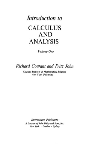 Обложка книги Introduction to Calculus and Analysis, Vol. 1