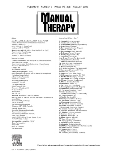Обложка книги Manual Therapy Journal - Volume 10, Issue 3, Pages 175-238 (August 2005)