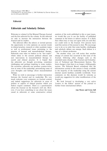 Обложка книги Manual Therapy Journal - Volume 8, Issue 1, Pages 1-62 (February 2003)