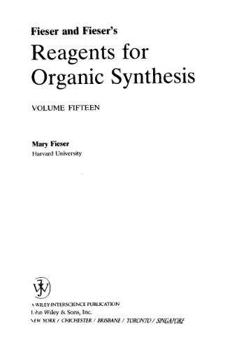 Обложка книги Volume 15, Fiesers' Reagents for Organic Synthesis