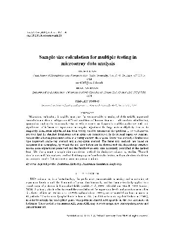Обложка книги Sample size calculation for multiple testing in microarray data analysis (2005)(en)(13s)