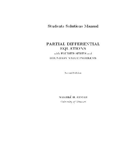 Обложка книги Partial differential equations with Fourier series and BVP. Student solutions manual
