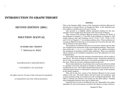 Обложка книги Solution Manual for Introduction to Graph Theory, 2nd Ed.  