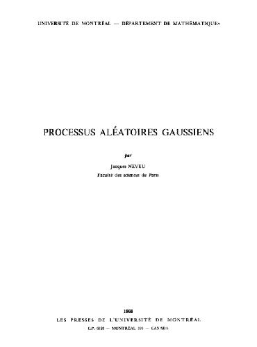Обложка книги Processus aleatoires gaussiennes: notes de cours a Montreal 1968