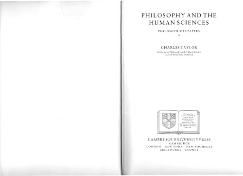 Обложка книги Philosophy and the Human Sciences: Philosophical Papers: Volume 2  