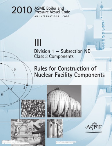Обложка книги ASME BPVC 2010 - Section III, Division 1, Subsection ND: Class 3 Components  