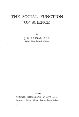 Обложка книги The Social Function of Science  