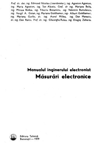 Обложка книги Manualul inginerului electronist. Măsurări electronice  