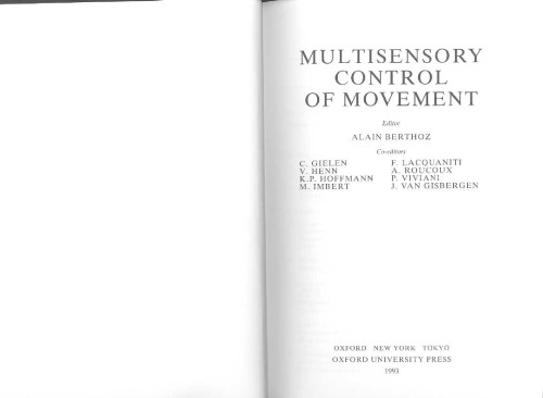 Обложка книги Multisensory Control of Movement (Oxford Science Publications)  