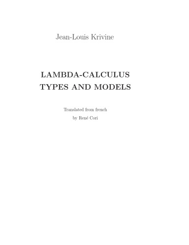 Обложка книги Lambda-calculus, types and models  