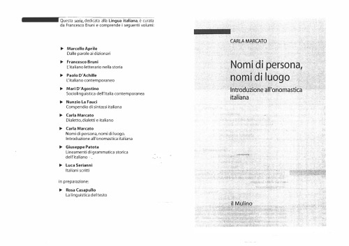 Обложка книги Nomi di persona, nomi di luogo: introduzione all'onomastica italiana  