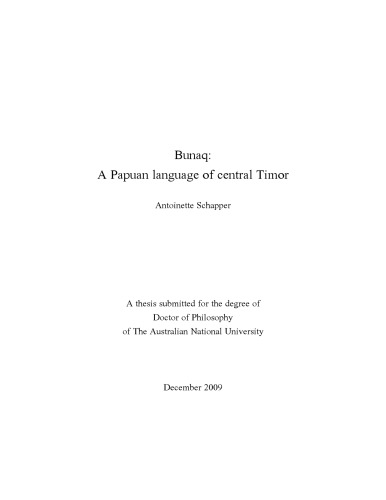 Обложка книги Bunaq: A Papuan language of central Timor  