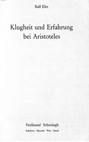Обложка книги Klugheit und Erfahrung bei Aristoteles  