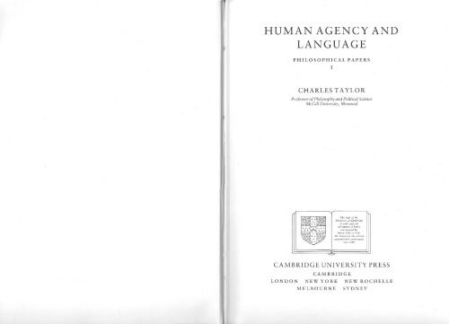 Обложка книги Human Agency and Language: Philosophical Papers, Volume 1  