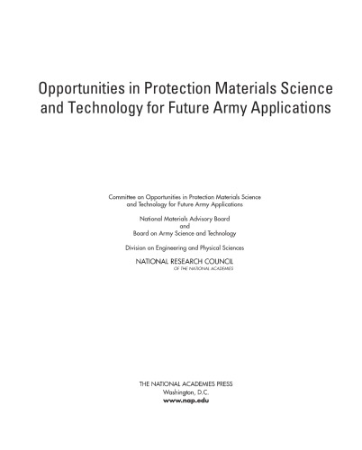Обложка книги Opportunities in Protection Materials Science and Technology for Future Army Applications  
