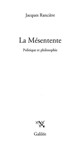 Обложка книги La mésentente  