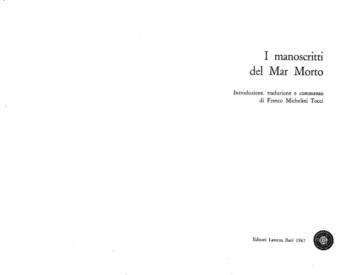 Обложка книги I manoscritti del Mar Morto  
