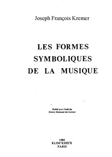 Обложка книги Les formes symboliques de la musique  