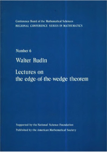 Обложка книги Lectures on the edge-of-the-wedge theorem (CBMS regional conference series in mathematics 6)  