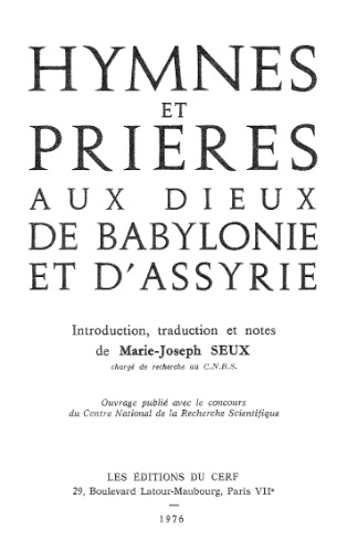 Обложка книги Hymnes et prières aux Dieux de Babylonie et d'Assyrie  
