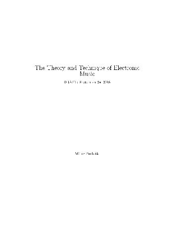 Обложка книги Theory and Technique of Electronic Music