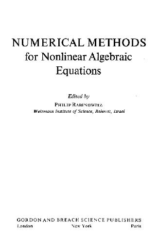 Обложка книги Numerical methods for nonlinear algebraic equations