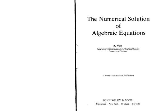 Обложка книги Numerical solution of algebraic equations