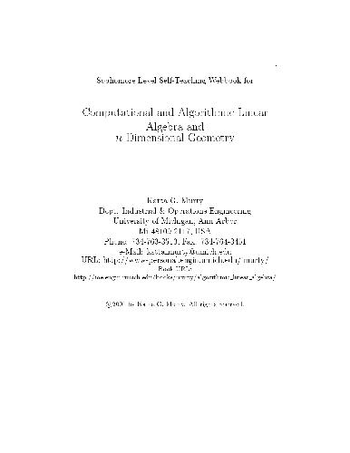 Обложка книги Computational and Algorithmic Linear Algebra and n-Dimensional Geometry