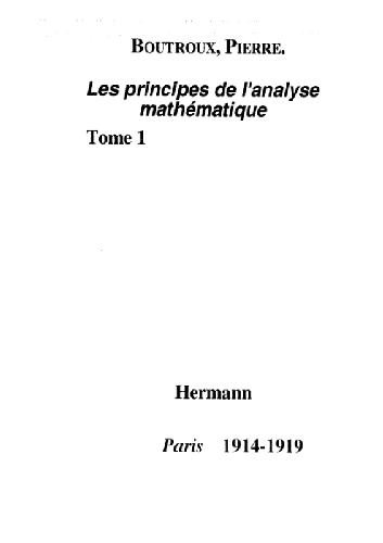 Обложка книги Les principes de l'analyse mathematique expose historique et critique