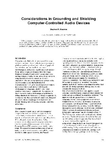 Обложка книги Considerations in grounding and shielding computer-controlled audio devices
