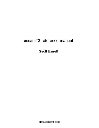 Обложка книги Occam 3 reference manual