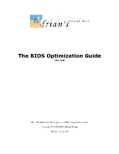 Обложка книги The BIOS optimization guide v5.8
